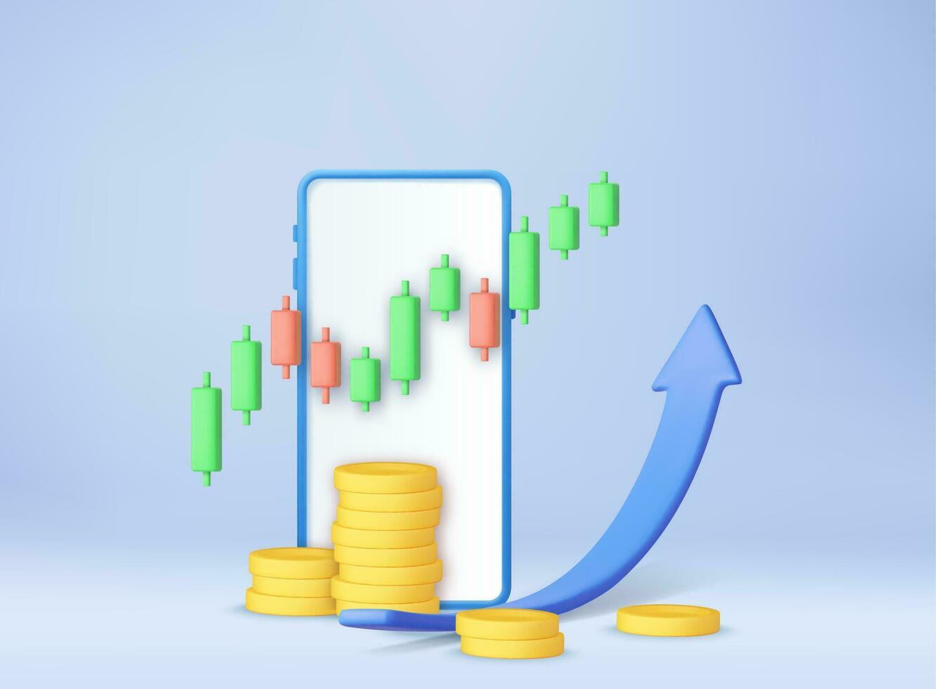 3d Móvel telefone financiamento o negócio gráfico vetor