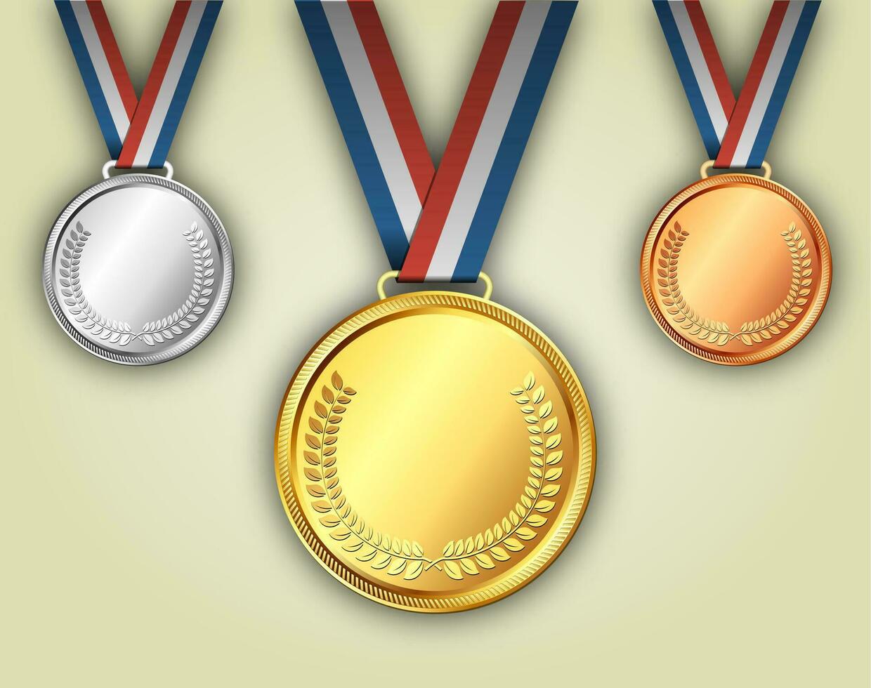 ouro prata e bronze medalhas em fitas vetor