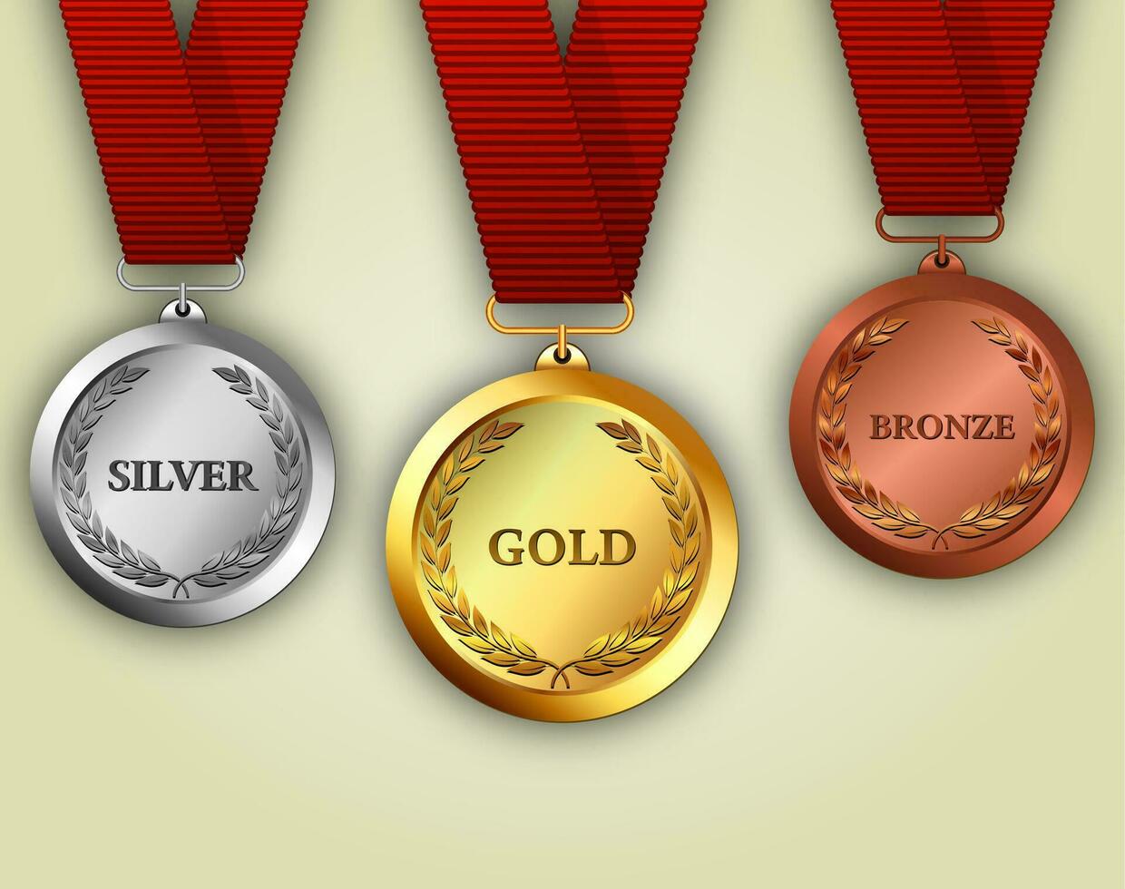 conjunto de medalhas de ouro, prata e bronze vetor