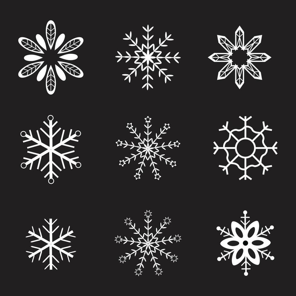 conjunto do flocos de neve - flocos de neve agrupar ilustração vetor - Natal floco de neve