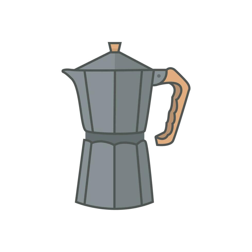 italiano gêiser café criador delineado ícone dentro plano desenho animado estilo. alternativo métodos do fermentação café. vetor ilustração. vetor ilustração isolado em branco fundo.