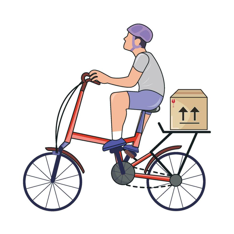 Entrega jogando bicicleta ilustração vetor