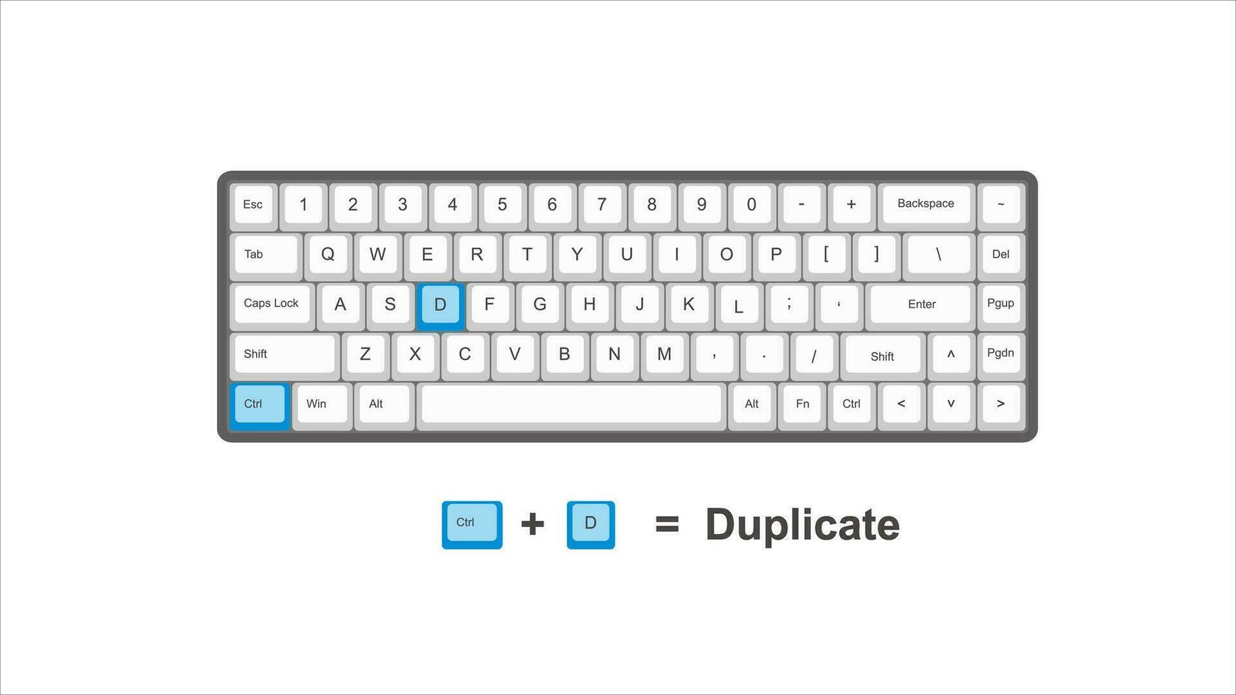 vetor ao controle ctrl d duplicado - teclado atalhos - janelas com teclado branco e azul ilustração e transparente fundo isolado quente