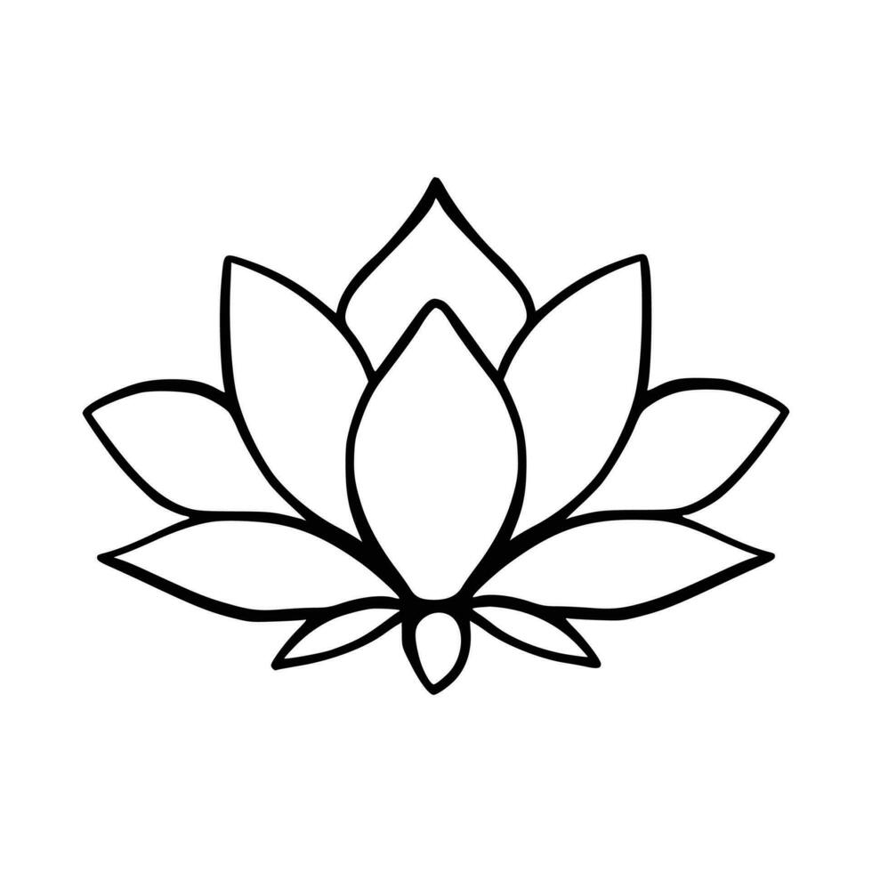 simples lótus flor linha desenhando esboço isolado dentro branco fundo. lótus Flor símbolo ícones. vetor ilustração conceito do abstrato lótus flor