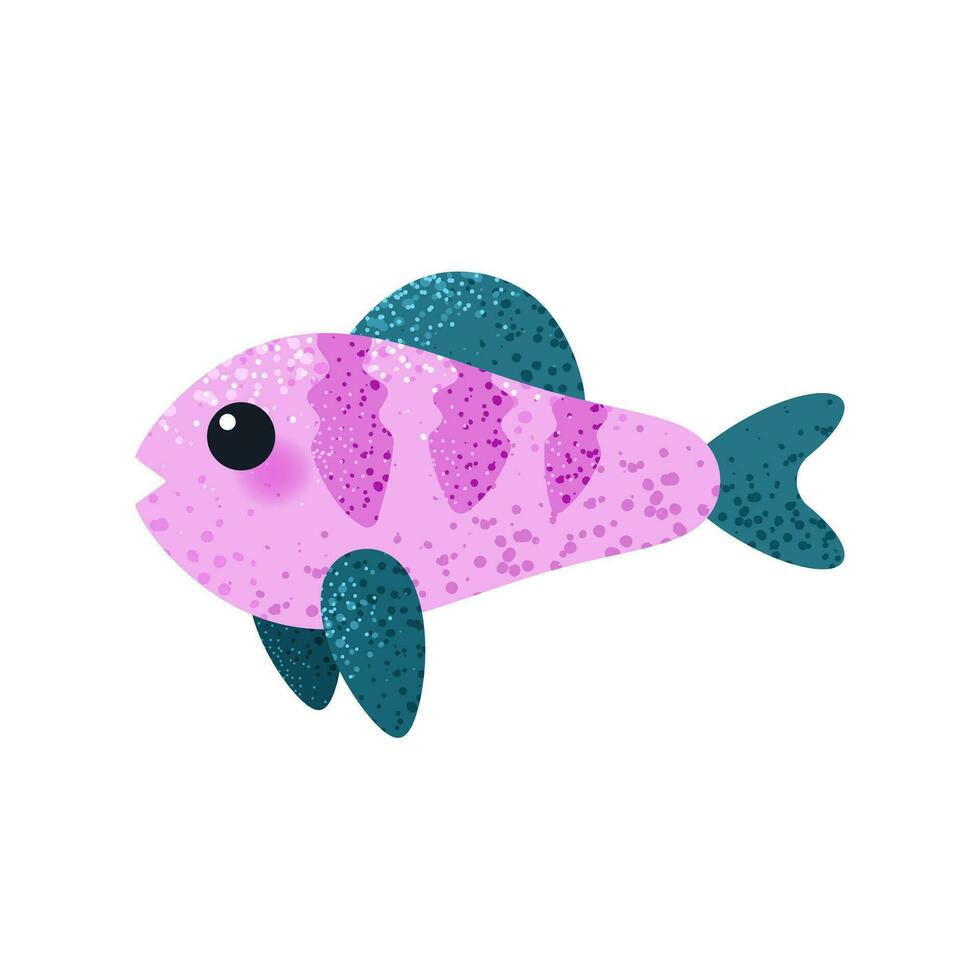 ilustração com fofa desenho animado peixe isolado em branco fundo. aquário peixe dentro plano estilo para infantil imprimir. vetor grampo arte.