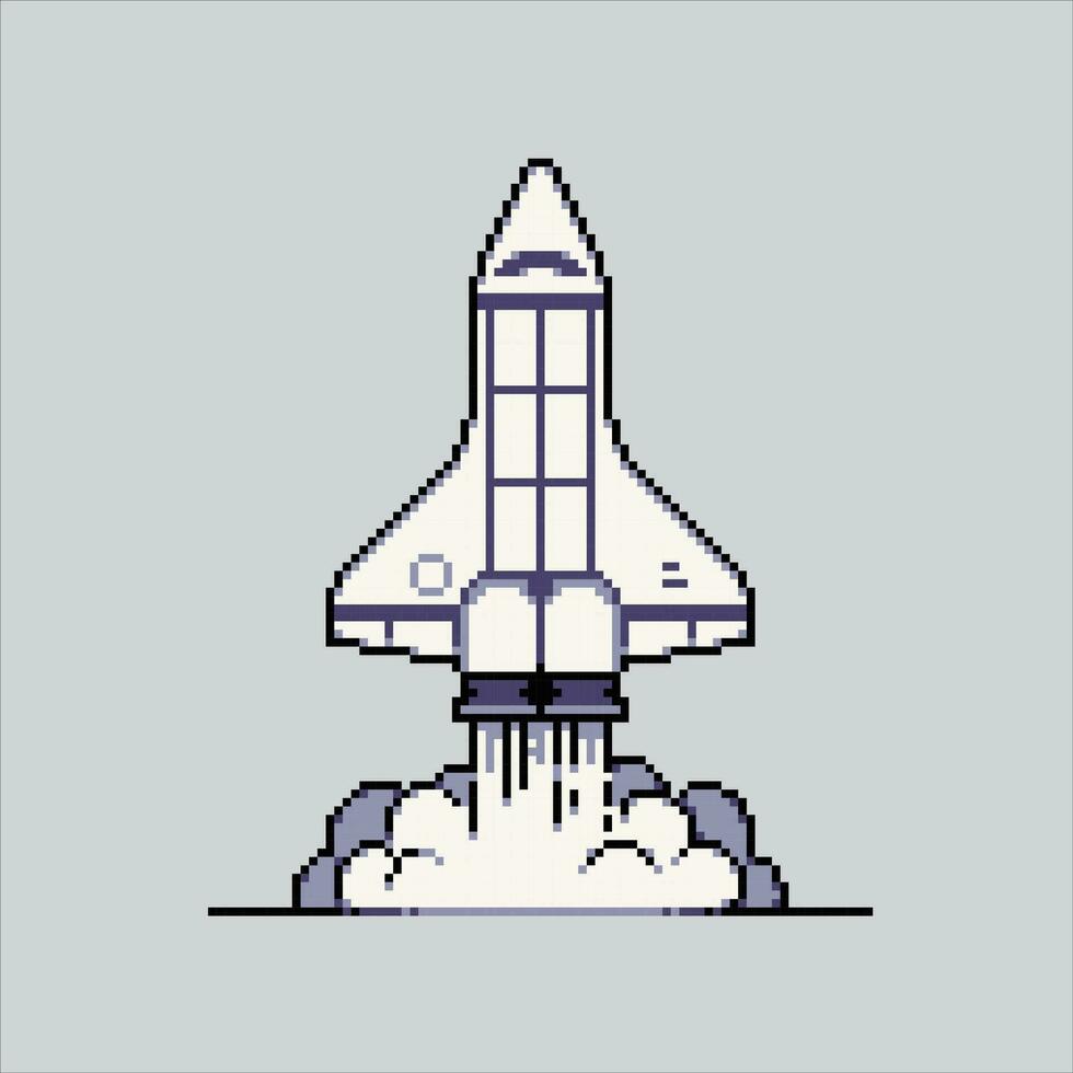 pixel arte ilustração espaço foguete. pixelizada foguete. espaço foguete avião pixelizada para a pixel arte jogos e ícone para local na rede Internet e vídeo jogo. velho escola retrô. vetor