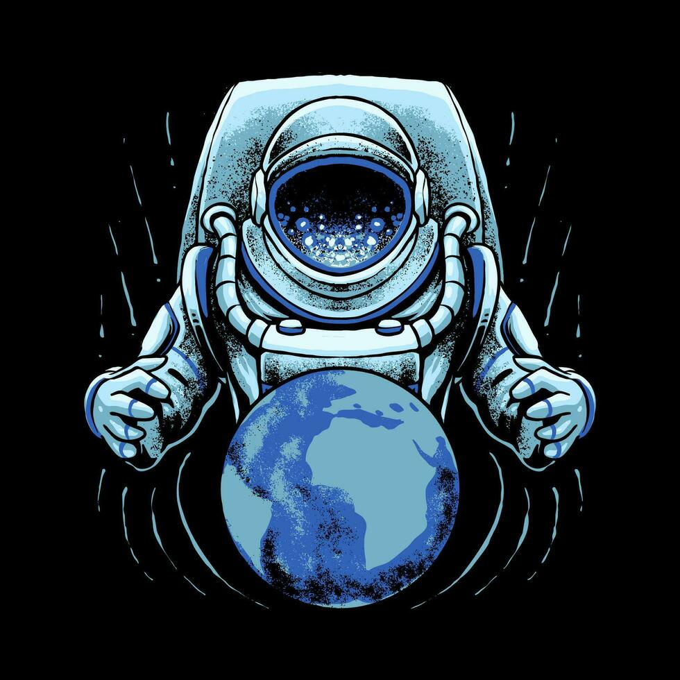 astronauta com terra vetor ilustração