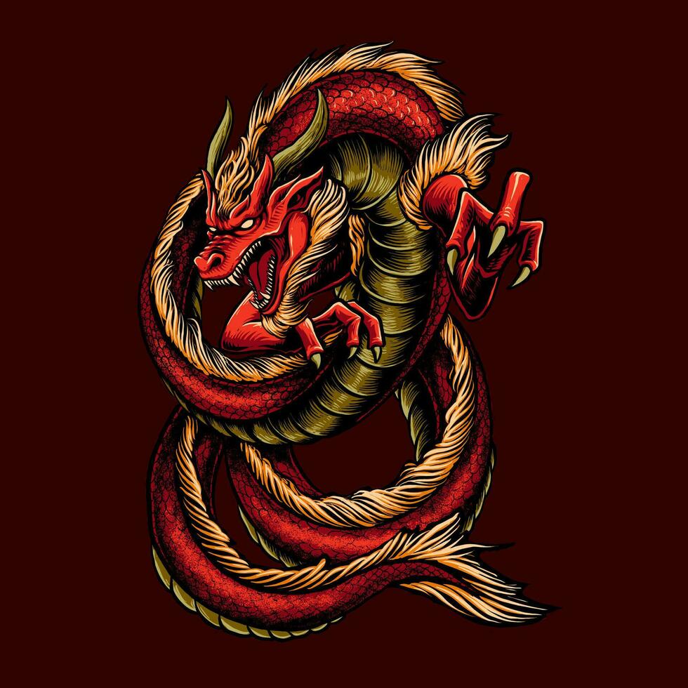 a ótimo vermelho Dragão ilustração vetor