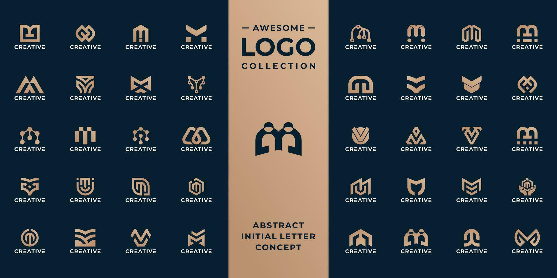 mega coleção inicial carta m logotipo Projeto ideia. vetor