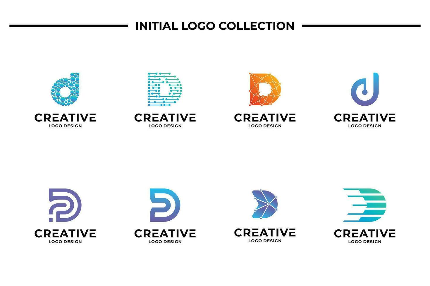 conjunto do criativo carta d logotipo Projeto modelo. o negócio logotipo, marca símbolo e ícone abstrato. vetor
