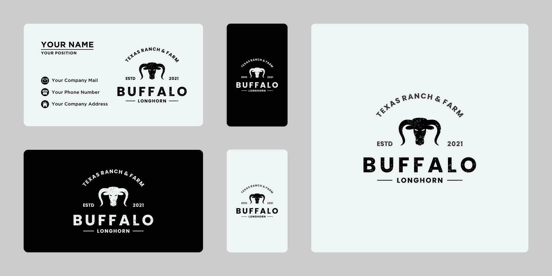 búfalo rancho longhorn logotipo Projeto vintage. vetor