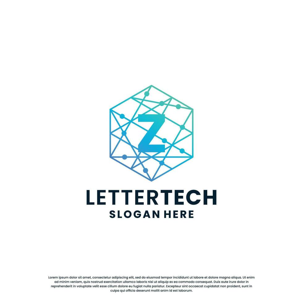 carta z logotipo Projeto para tecnologia, Ciência e laboratório o negócio companhia identidade vetor