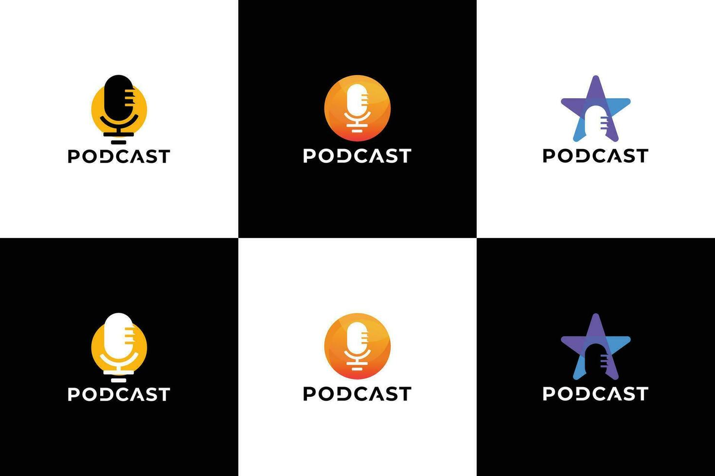 conjunto do colorida podcast logotipo Projeto. minimalista podcast logotipo conceito. vetor