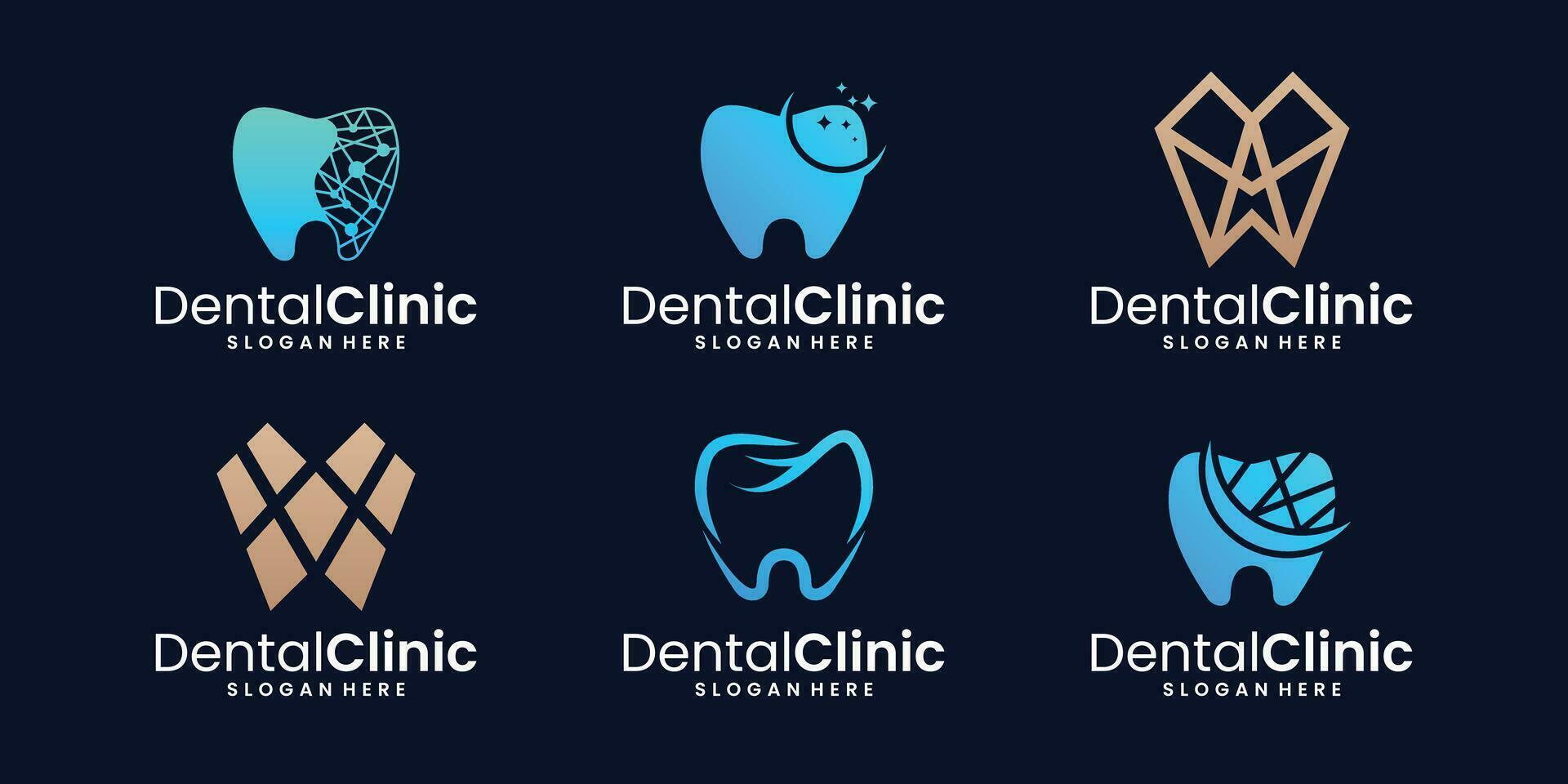 conjunto do dental clínica logotipo com dente forma logotipo Projeto modelo coleção. vetor