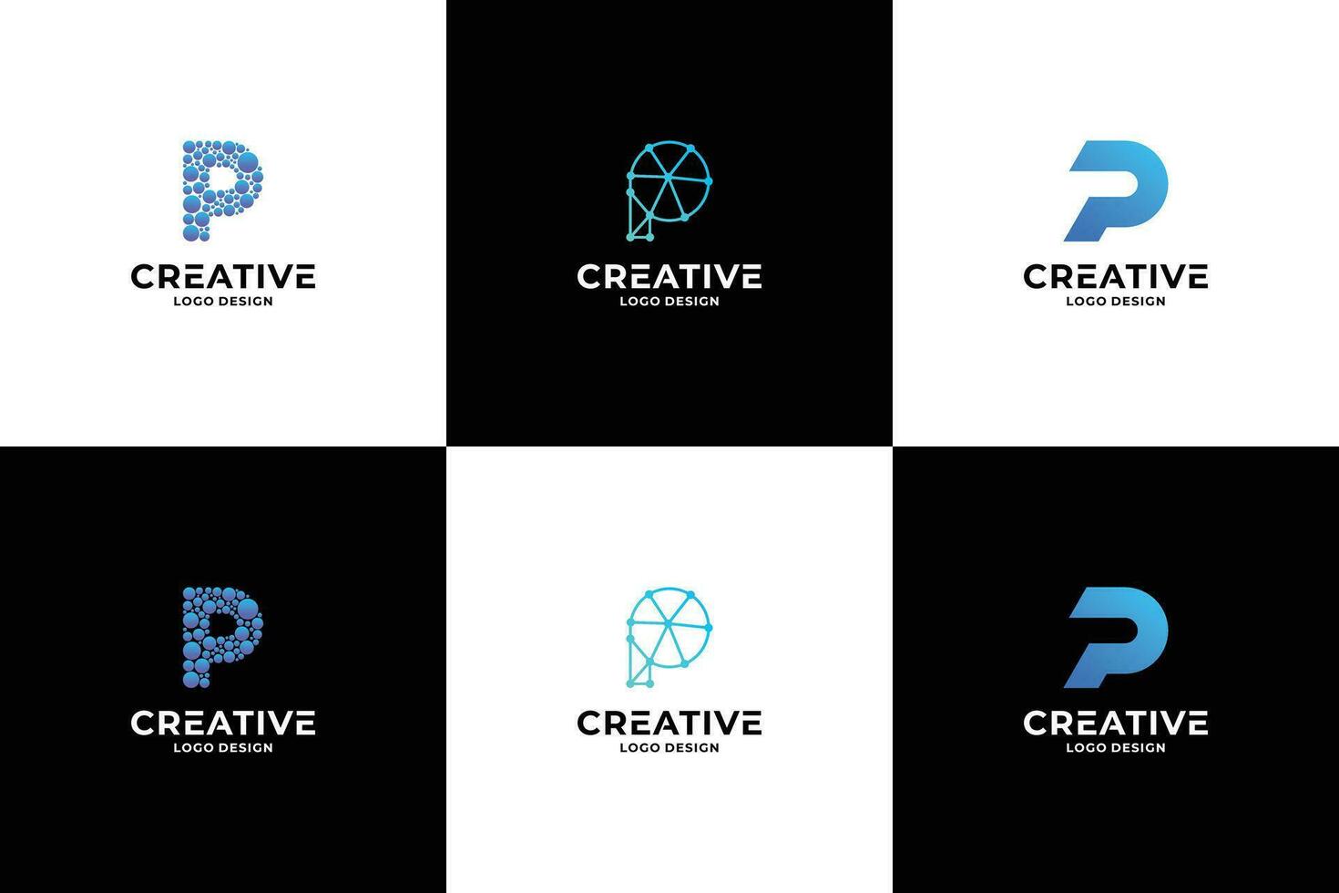 conjunto do criativo inicial carta p logotipo Projeto. vetor