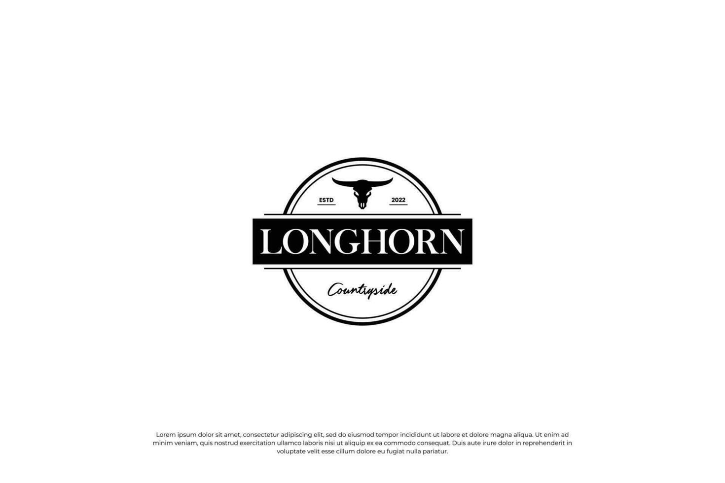 longhorn búfalo, touro, vaca logotipo Projeto. rancho crachá modelo. vetor