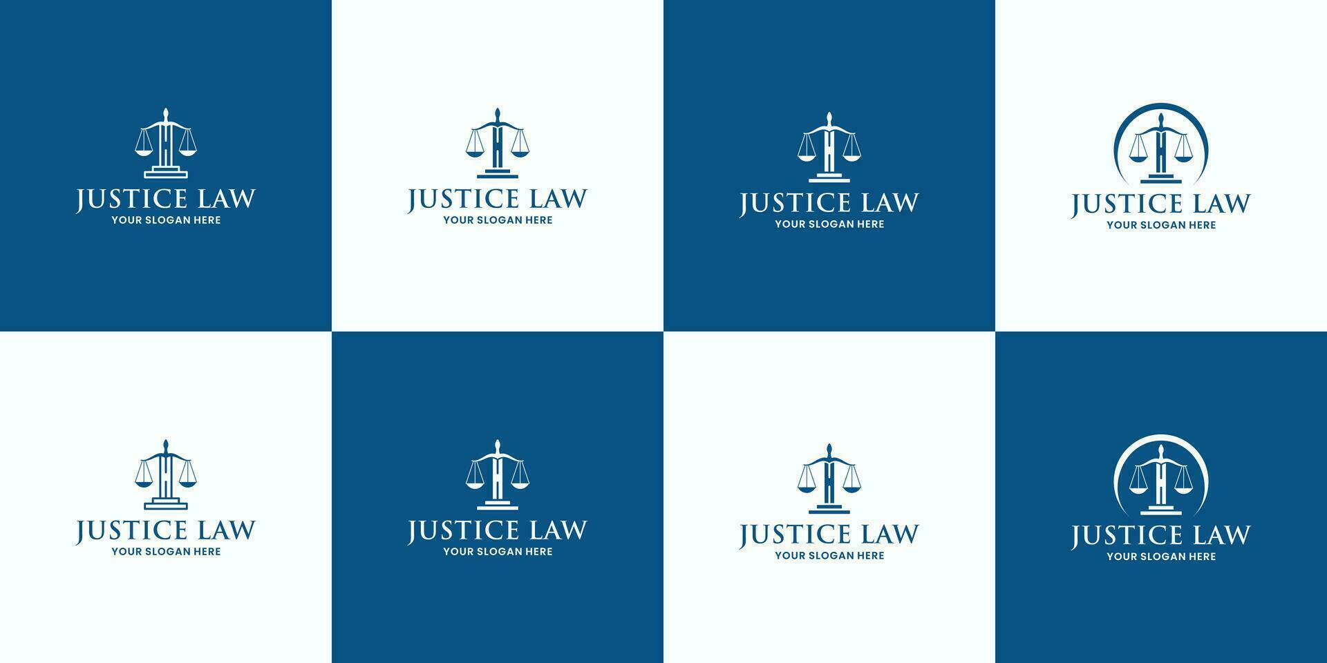 conjunto do justiça pilar ícone logotipo Projeto para advogado e companhia lei Executor vetor