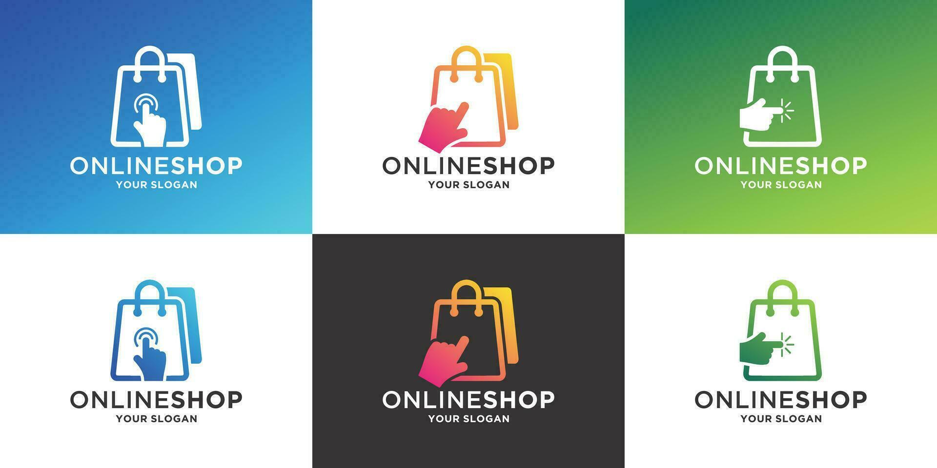 moderno conectados fazer compras logotipo. gradiente fazer compras logotipo modelo coleção vetor