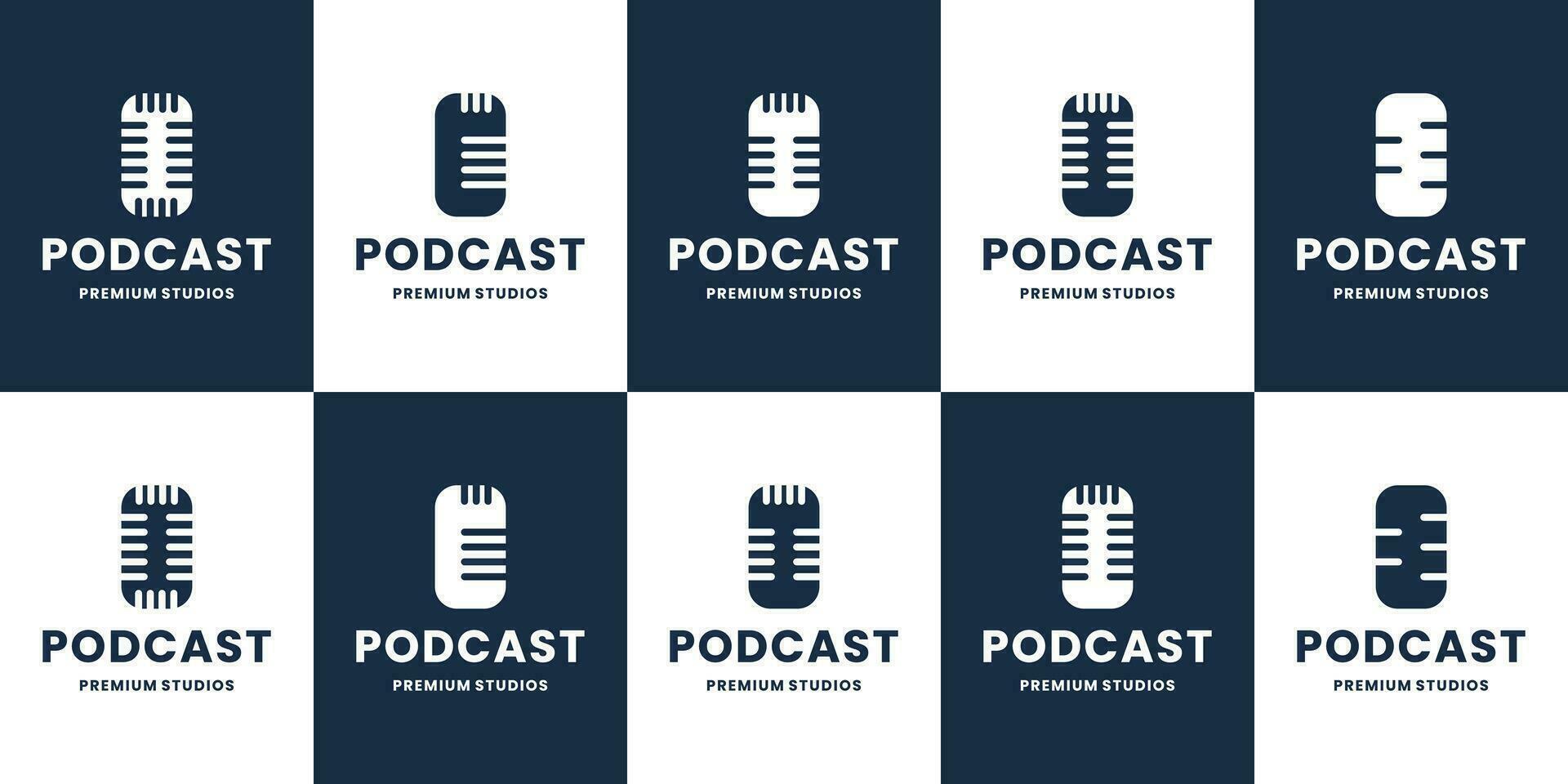 agrupar podcast plano logotipo Projeto vetor coleção