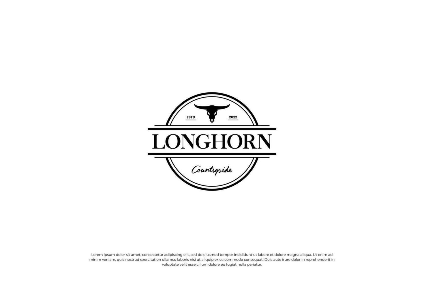 volta rótulo gado rancho logotipo Projeto vintage estilo. longhorn logotipo crachá ilustração. vetor