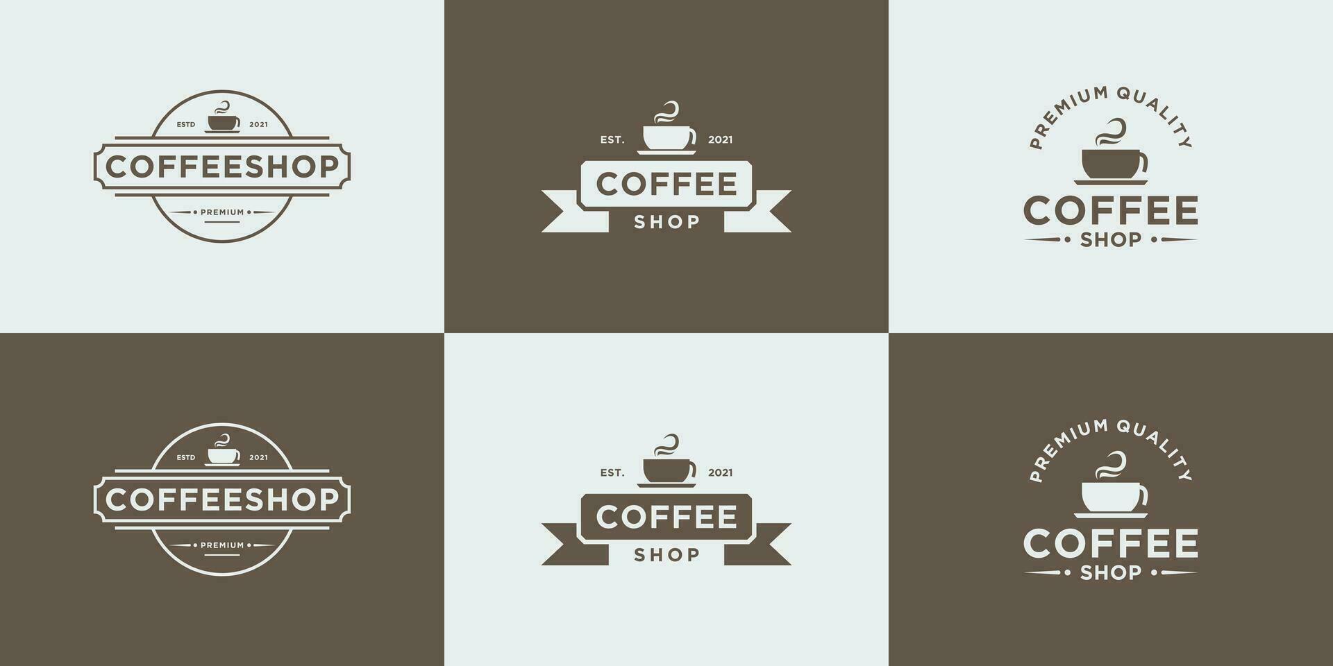 conjunto do retro café fazer compras. cafeteria fazer compras logotipo Projeto vintage com fita vetor