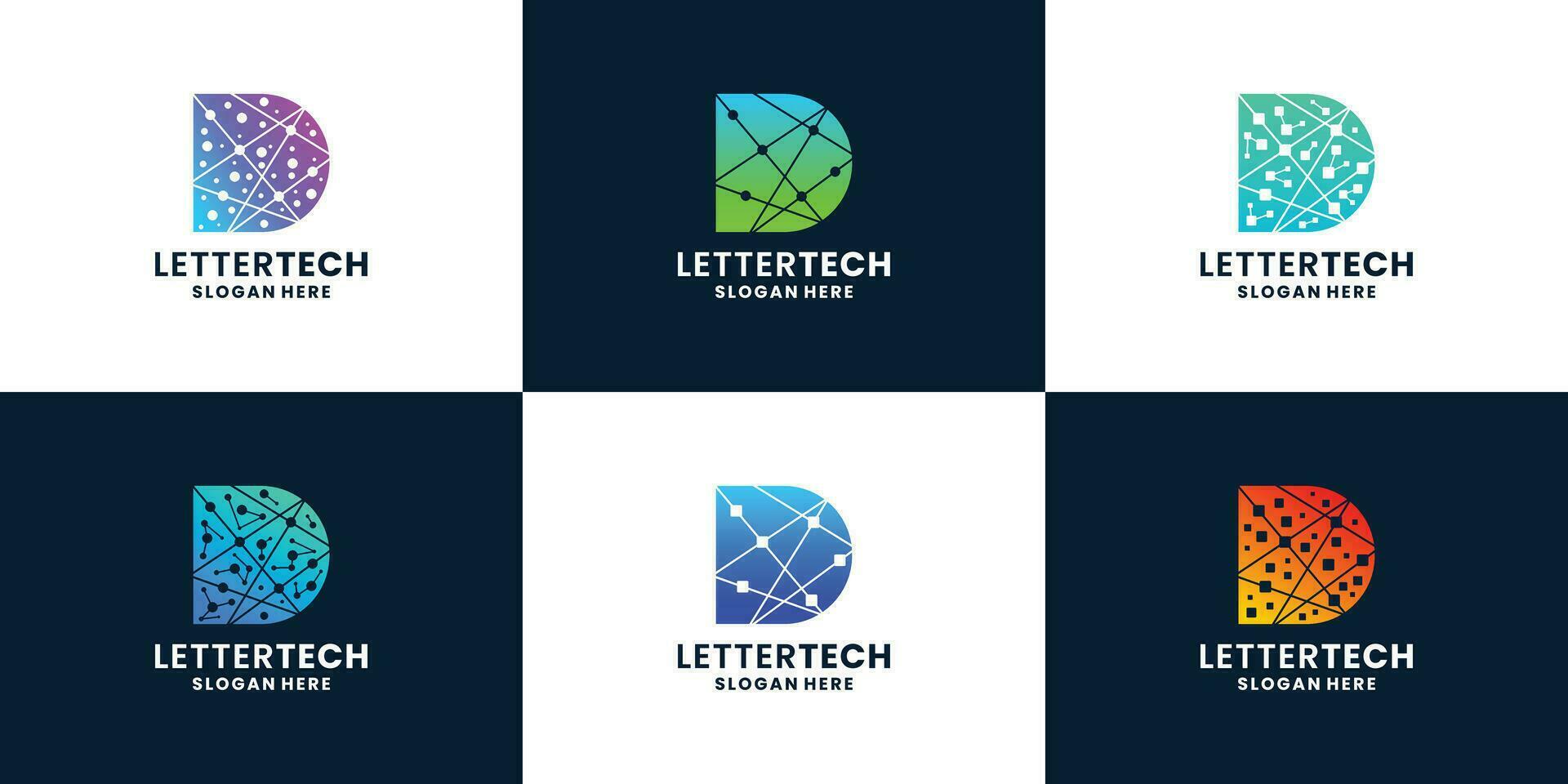 moderno carta d tecnologia logotipo conceito vetor coleção