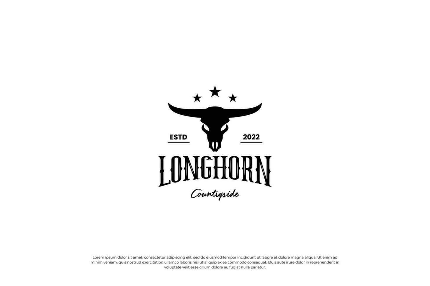 vintage touro, vaca, longhorn logotipo Projeto. rancho e Fazenda logotipo modelo. vetor