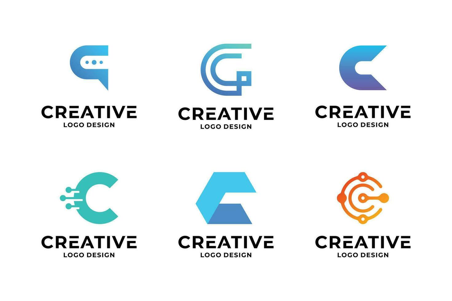 conjunto do criativo carta c logotipo Projeto modelo. vetor