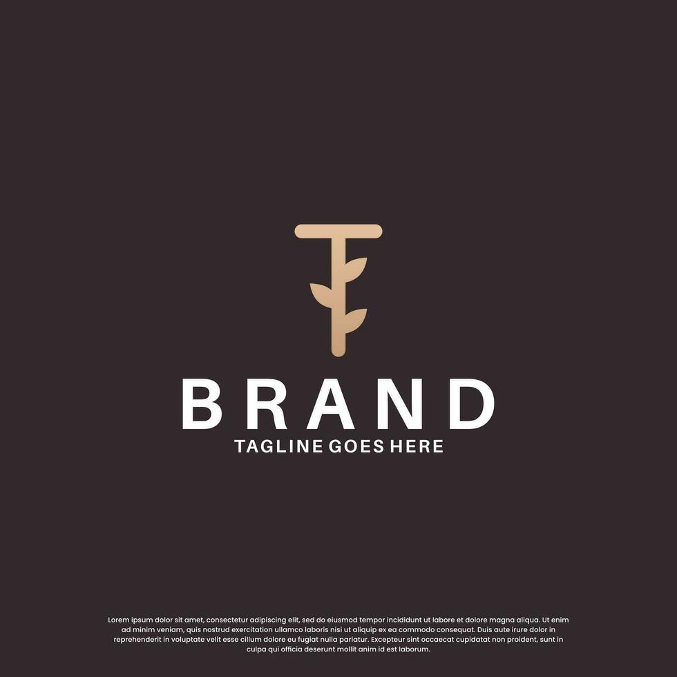 beleza carta t logotipo Projeto combinar com folha vetor