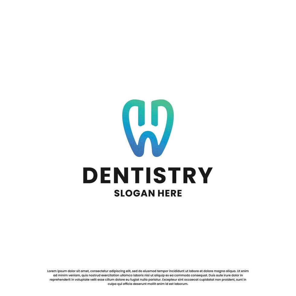 dental com carta W h logotipo Projeto combinação. moderno dental saúde logotipo para odontologia o negócio vetor