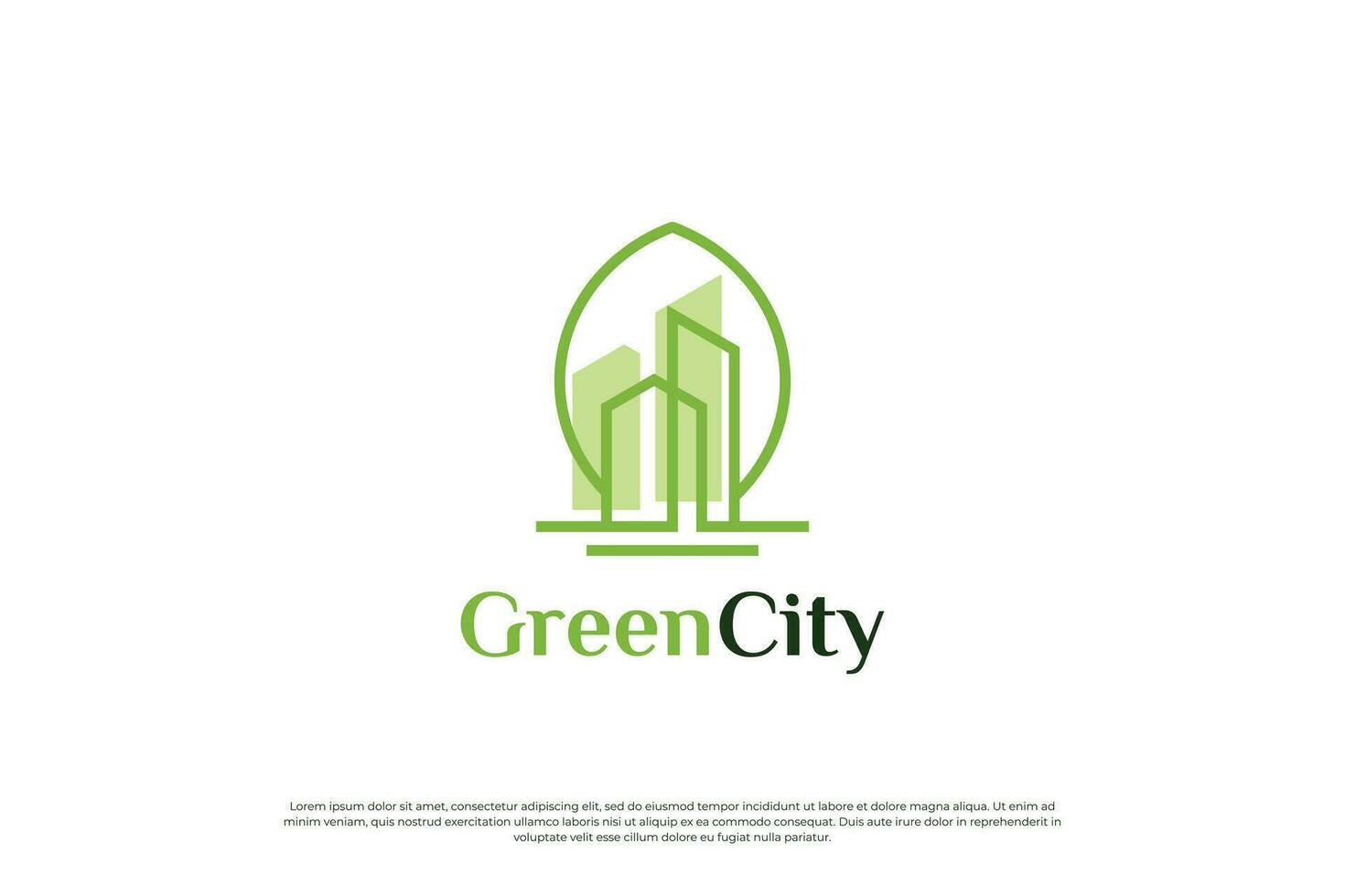 verde cidade logotipo Projeto. eco cidade logotipo modelo. símbolo ícone para residencial, apartamento e cidade. vetor