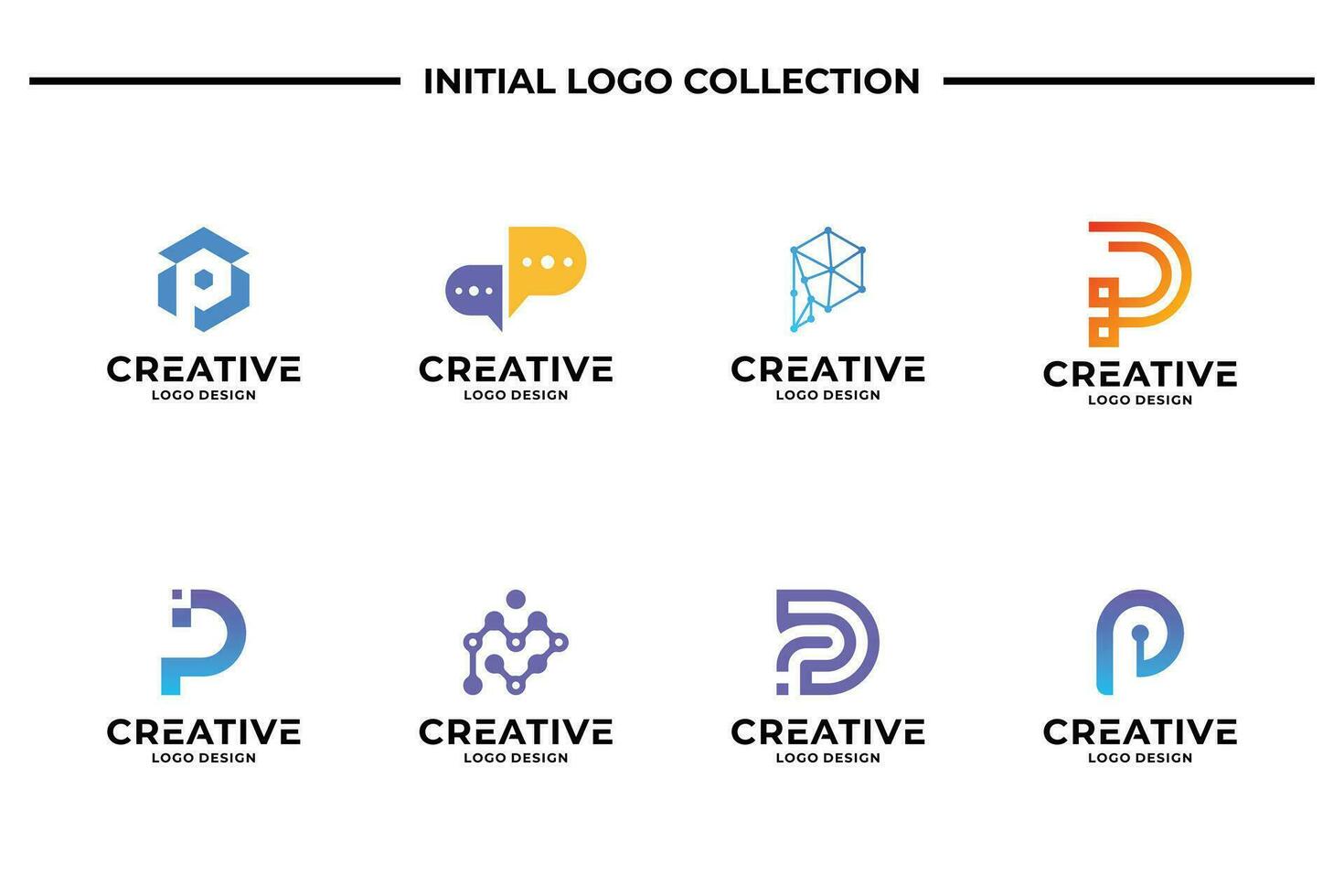 conjunto do criativo carta p logotipo Projeto modelo. o negócio logotipo, marca símbolo e ícone abstrato. vetor