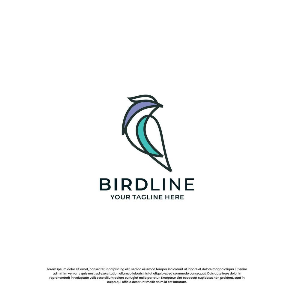 moderno pássaro linha logotipo Projeto. minimalista pássaro logotipo modelo. vetor