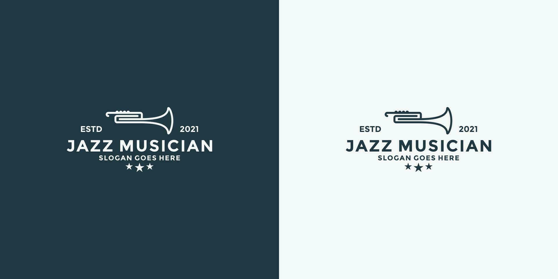 minimalista linha arte saxofone jazz música vintage estilo logotipo Projeto vetor