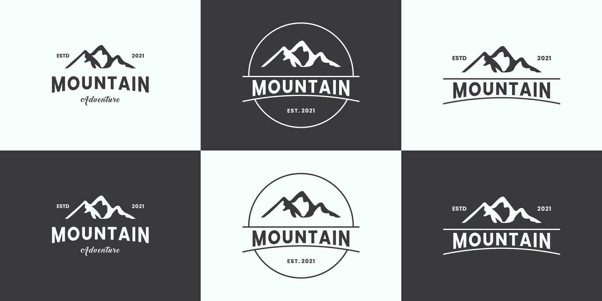 conjunto do montanha aventura logotipo Projeto crachá vetor coleção