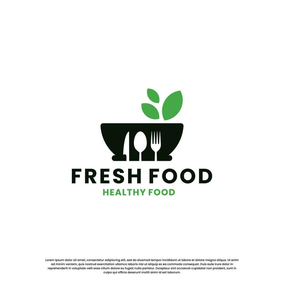 fresco Comida logotipo Projeto. saudável Comida logotipo para o negócio restaurante vetor