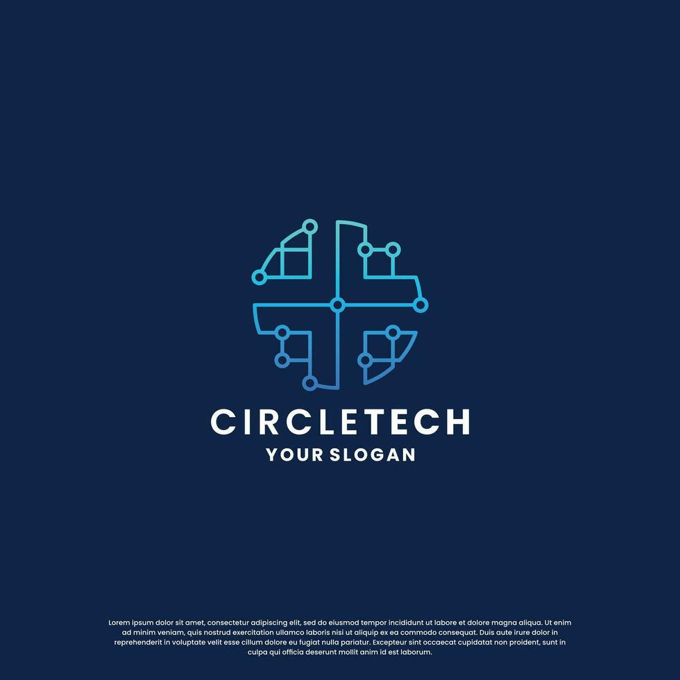 mundo tecnologia logotipo Projeto. abstrato logotipo para tecnologia. círculo e o circuito conexão conceito vetor