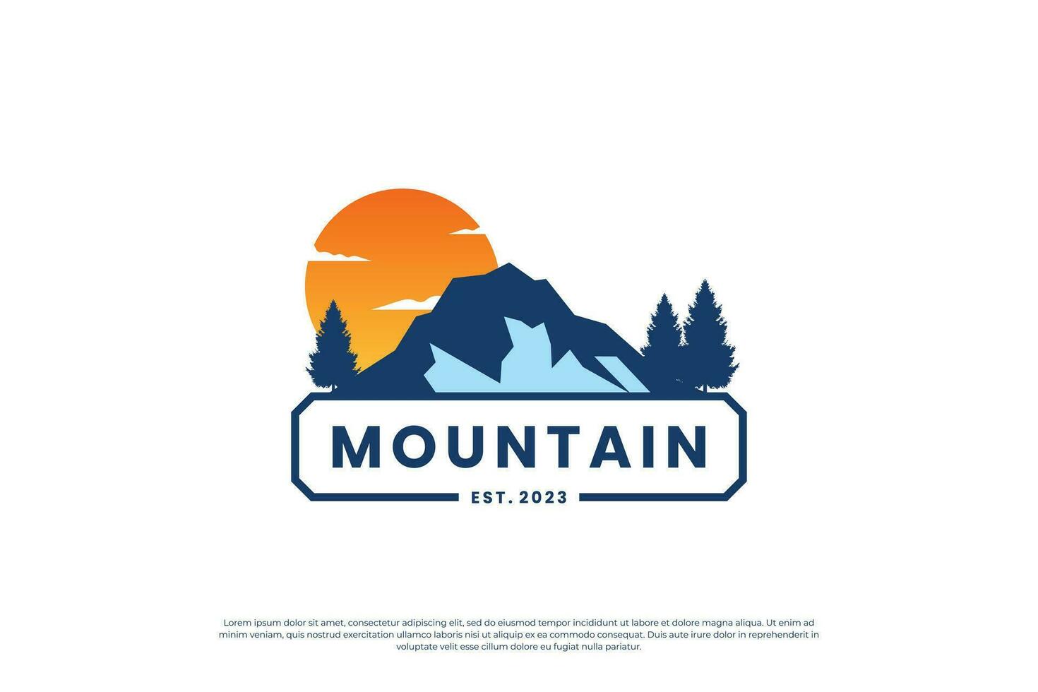 montanha exploração logotipo Projeto. montanha viagem emblema. montanha expedição aventureiro. vetor