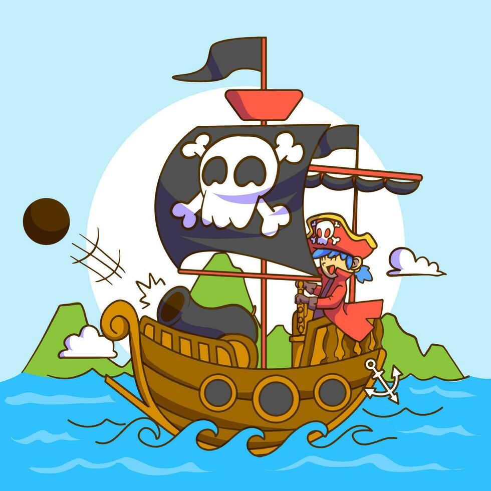 fofa pirata vetor ilustração, pirata desenho animado