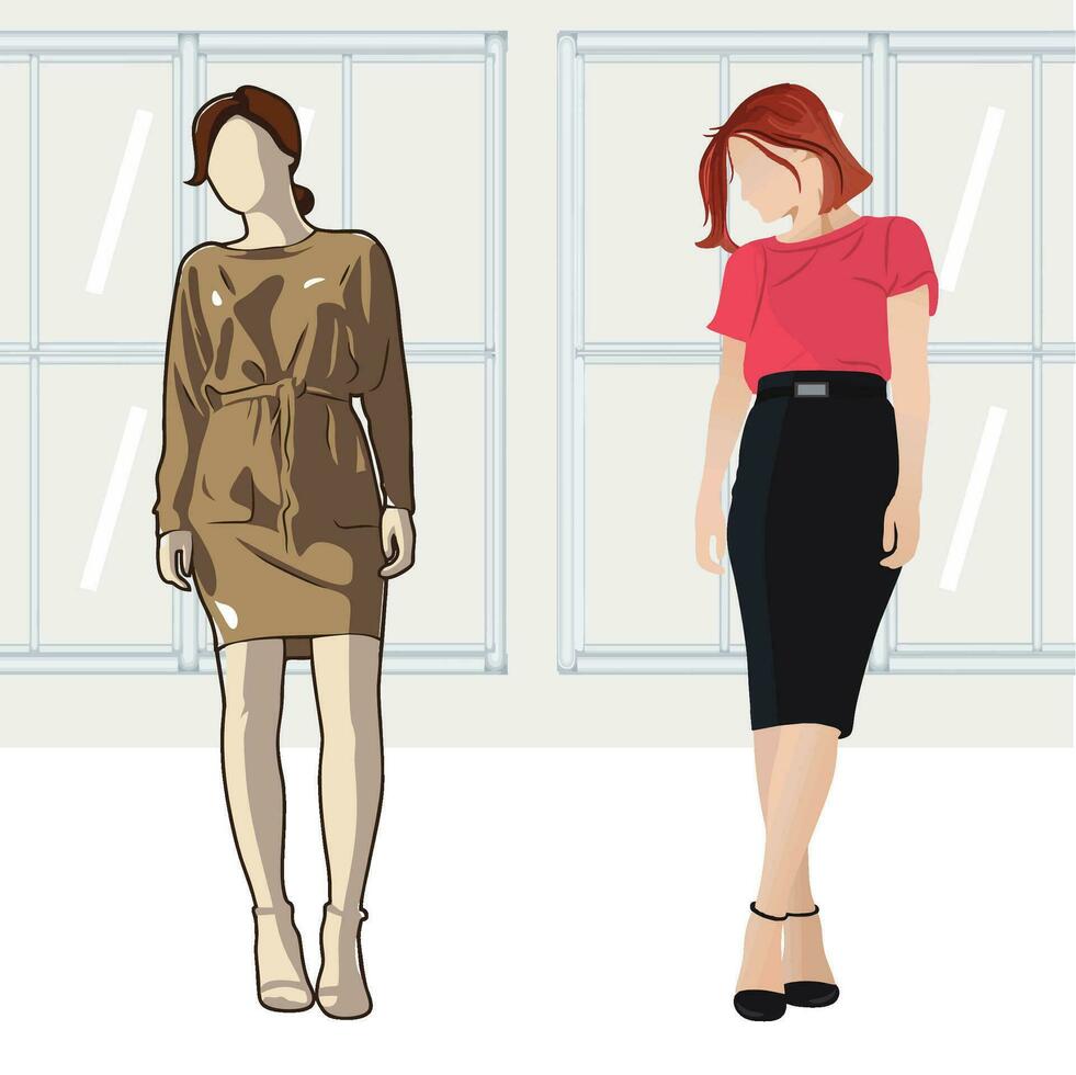 ilustração do mulheres roupas modelos vetor