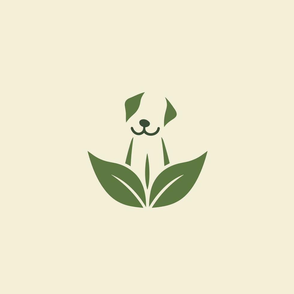 ai gerado animal sustentabilidade preenchidas colorida logotipo. fofa cachorro forma. verde orgânico plantar folhas. Projeto elemento. ai arte para corporativo marca, animal fazer compras comece vetor