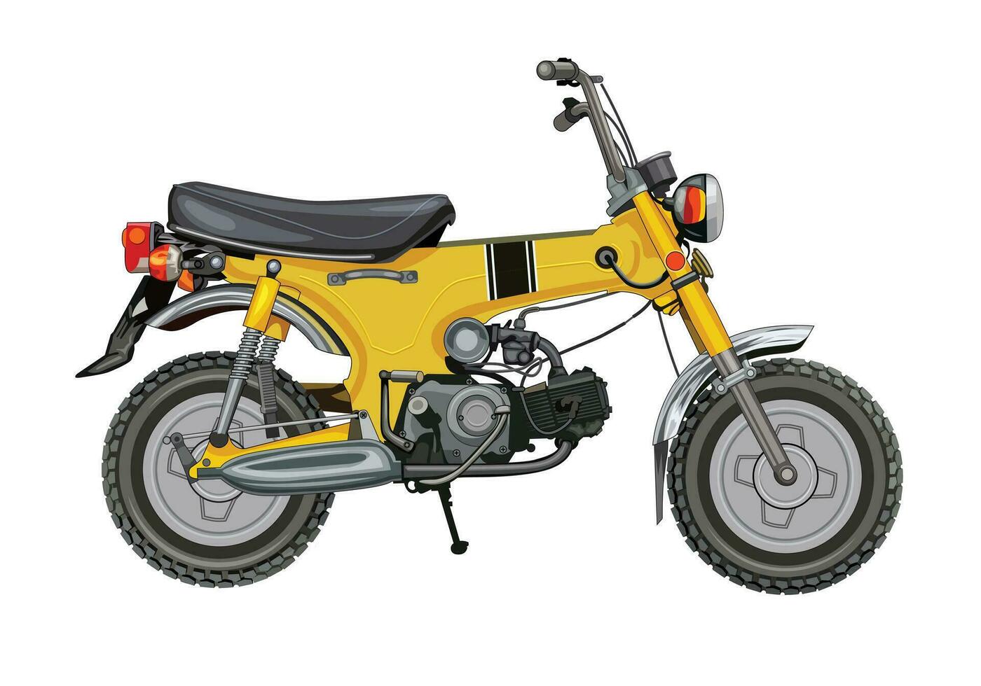 amarelo clássico moto Anos 70 com branco fundo. vetor