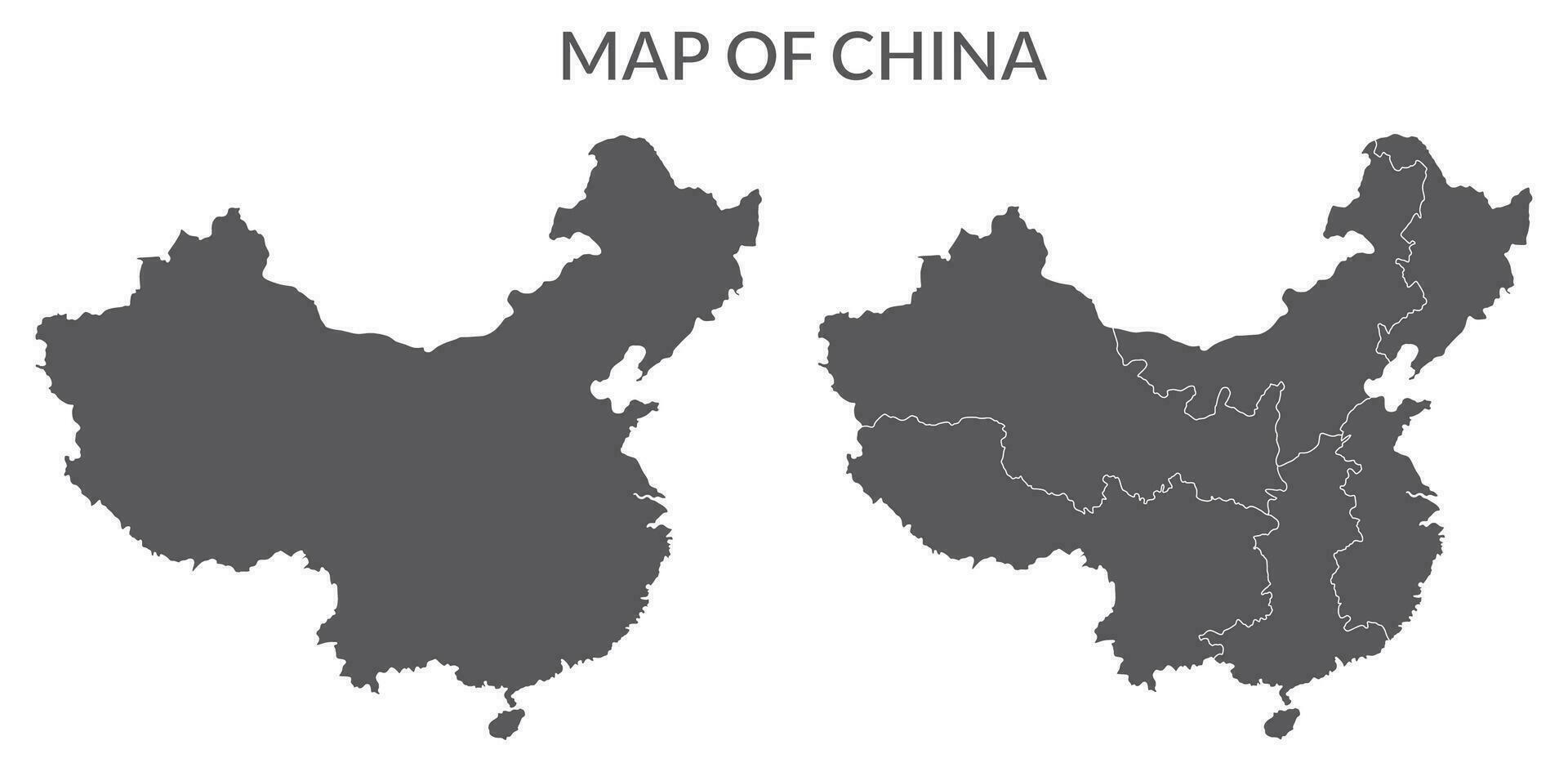 China mapa conjunto dentro cinzento cor esboço vetor