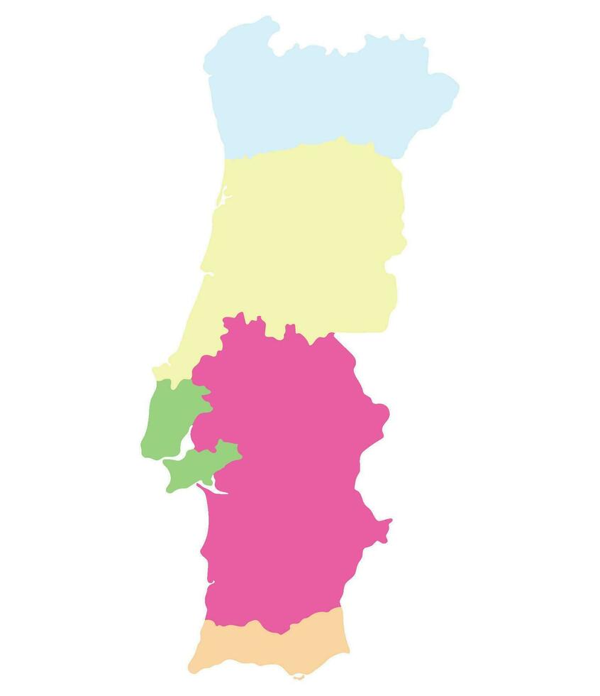 Portugal mapa. mapa do Portugal dentro cinco rede regiões vetor