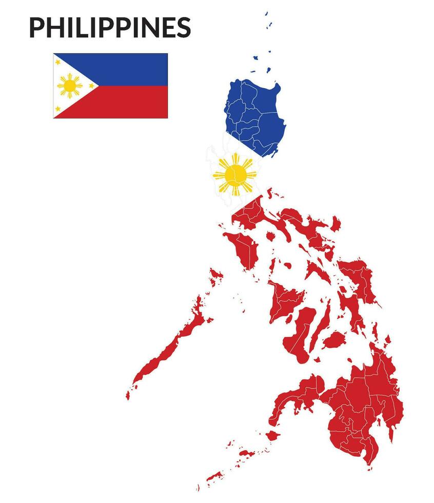 Filipinas mapa. mapa do Filipinas com Filipinas bandeira dentro administrativo províncias vetor