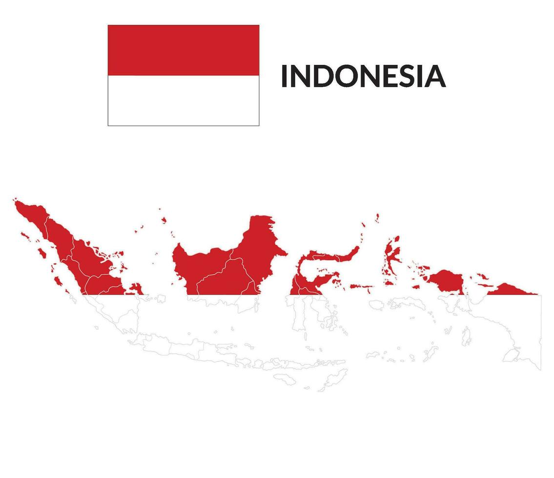 Indonésia mapa. mapa do Indonésia com Indonésia bandeira vetor