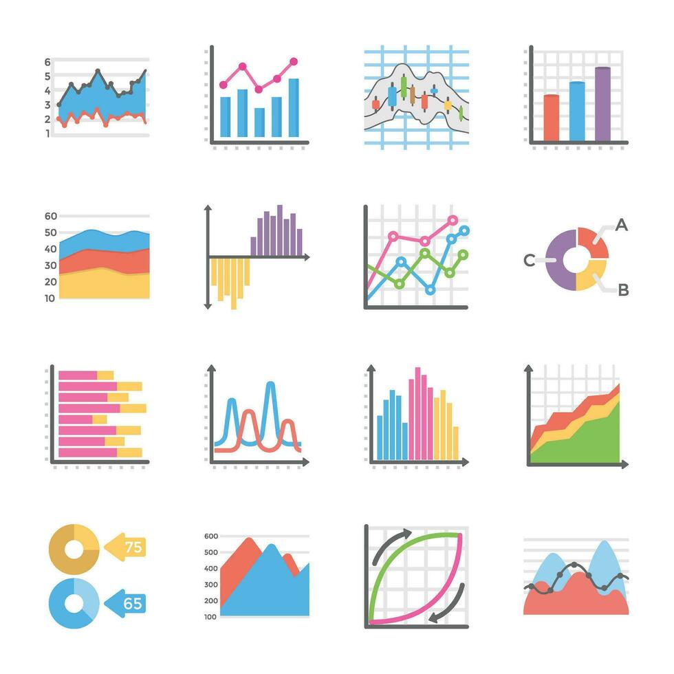 gráfico e gráficos ícone coleção vetor