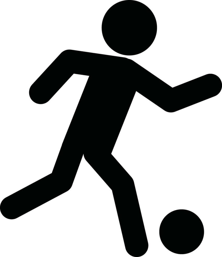 futebol jogador com uma Preto bola ícone. futebol jogador placa. futebol símbolo. plano estilo. vetor