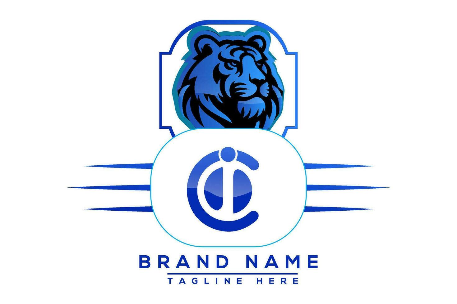ci tigre logotipo azul Projeto. vetor logotipo Projeto para negócios.