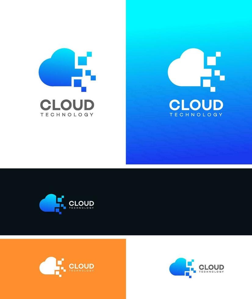 nuvem tecnologia logotipo vetor